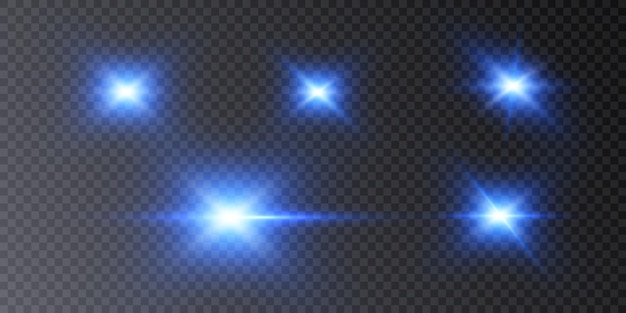 Glow of bright light effects of light on a transparent background. Blurred vector collection