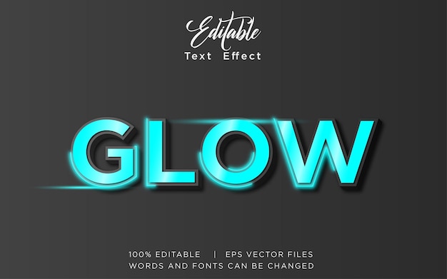 glow Editable text effect in modern trend style