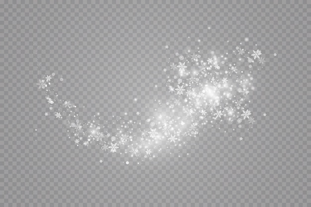 Glow effect.  illustration. Christmas dust flash. Snow is falling. Snowflakes.