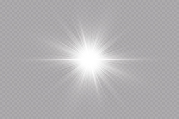 Glow effect. Star on transparent background.Bright sun. Vector illustration.