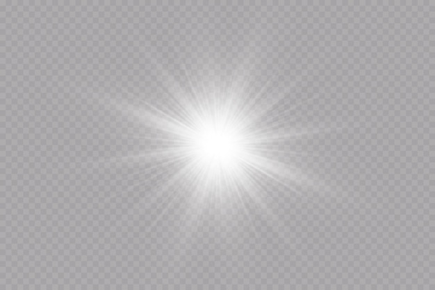 Glow effect. Star on transparent background.Bright sun. Vector illustration.