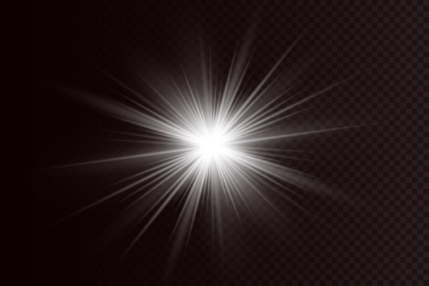 Glow effect. Star on transparent background.Bright sun. Vector illustration.