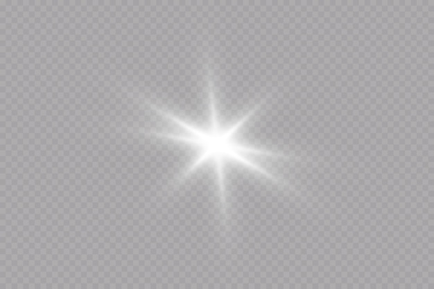 Glow effect Star on transparent backgroundBright sun Vector illustration