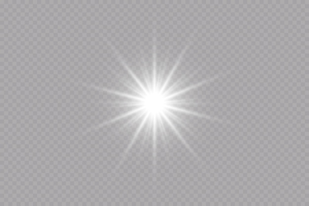 Glow effect Star on transparent backgroundBright sun Vector illustration