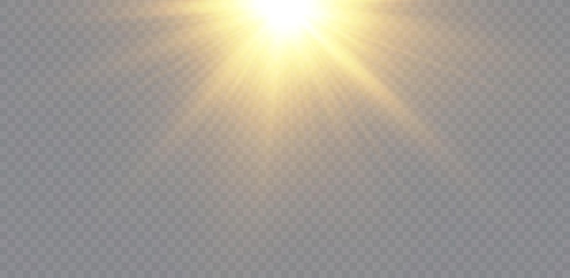 Glow effect Star on transparent backgroundBright sun Vector illustration