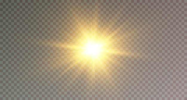 Glow effect Star on transparent backgroundBright sun Vector illustration