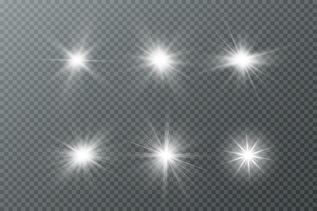 Glow effect Star on transparent backgroundBright sun Vector illustration