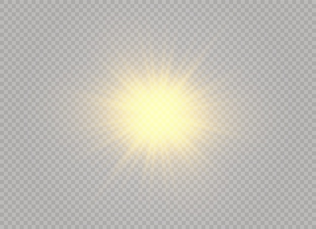 Glow light effect. Bright sun. Glowing light explode on transparent background.