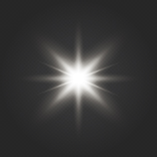 Glow light effect. Star burst with sparkles. Glow transparent vector light effect