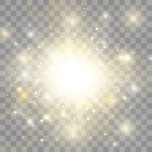 Glow light effect. Star burst with sparkles.