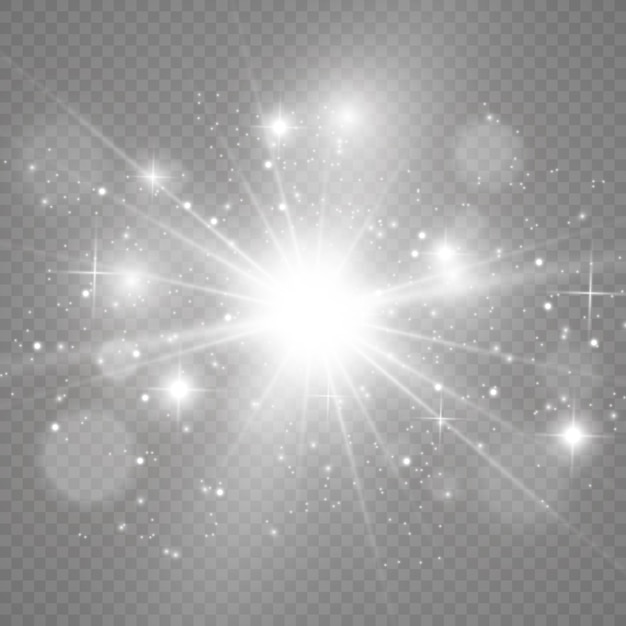 Glow light effect. Star burst with sparkles.