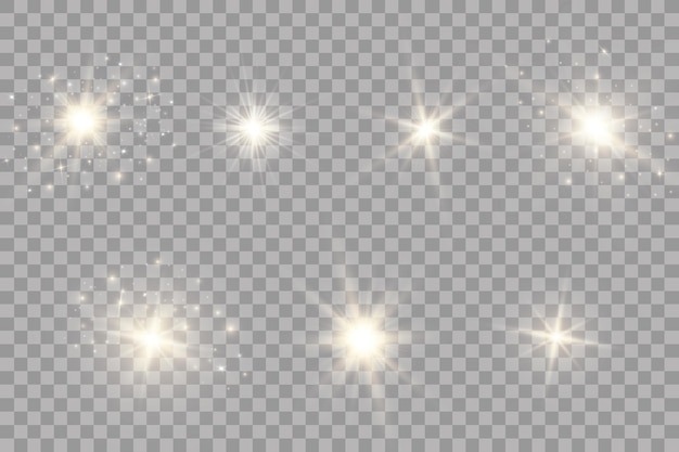 Glow light effect. Starburst with sparkles on transparent background. Vector illustration. Sun.EPS 10