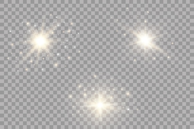 Glow light effect. Starburst with sparkles on transparent background. Vector illustration. Sun.EPS 10