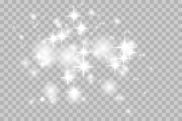 Glow light effect. Starburst with sparkles on transparent background. Vector illustration. Sun