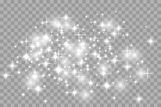 Glow light effect. Starburst with sparkles on transparent background. Vector illustration. Sun