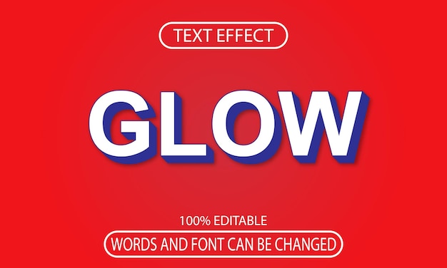 Glow text effect font 3D editable text effect