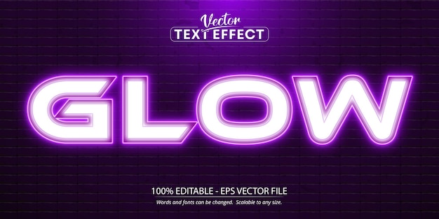 Glow text, neon style editable text effect on brick wall background