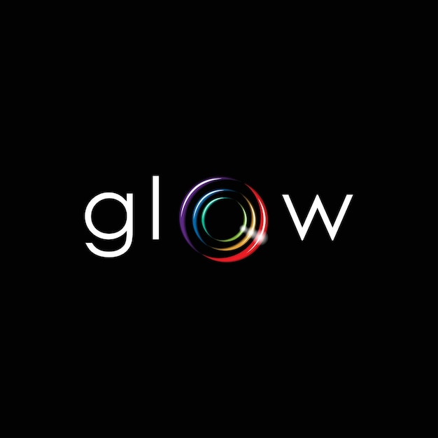 Glow wordmark logo icon vector template on black background