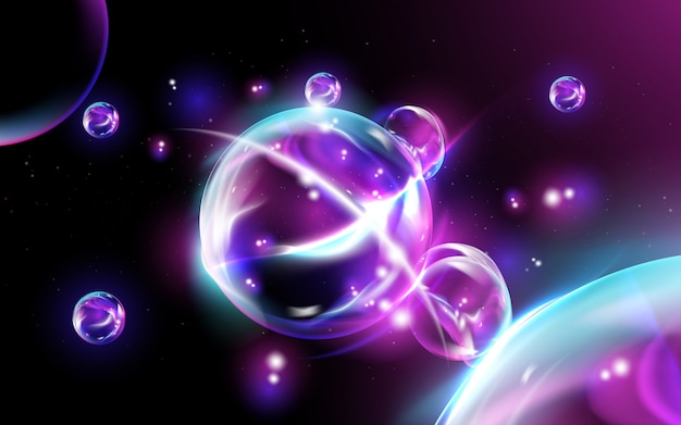 Glowing background with bubbles and stars