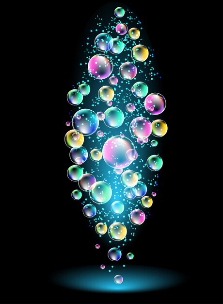 Vector glowing background with versicoloured bubbles