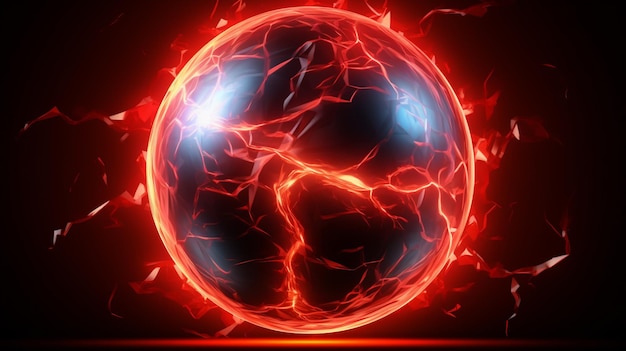 a glowing ball with a red background and a blue star