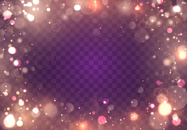 Glowing bokeh lights effect isolated on transparent background.