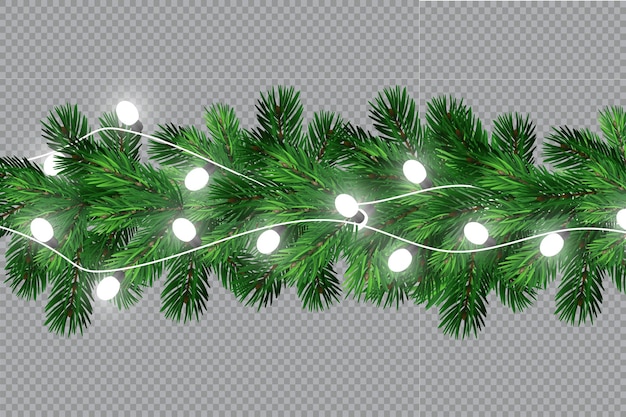 Glowing Christmas lights isolated realistic design elements Garlands Christmas decorations