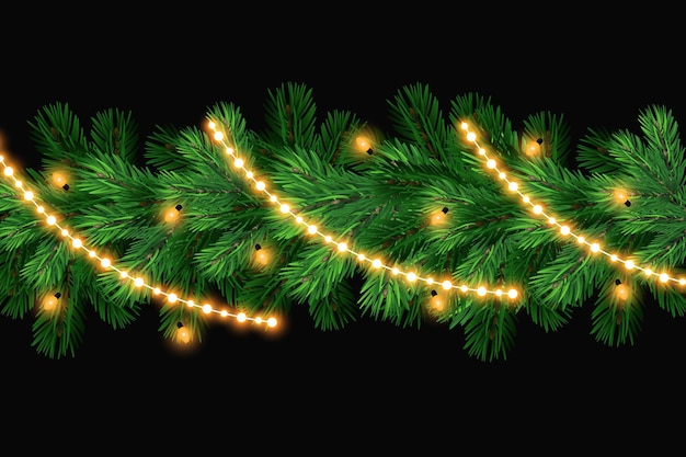 Glowing Christmas lights isolated realistic design elements Garlands Christmas decorations