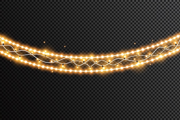 Glowing Christmas lights isolated realistic design elements