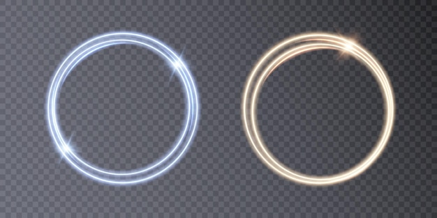 Glowing circle on a transparent background. Illuminated ring. Round frame for advertising design.