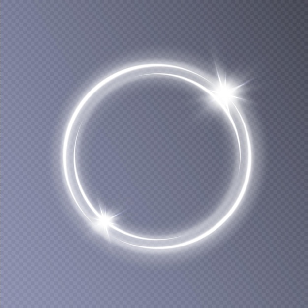 Glowing circle on a transparent background. Luminous ring with illumination.