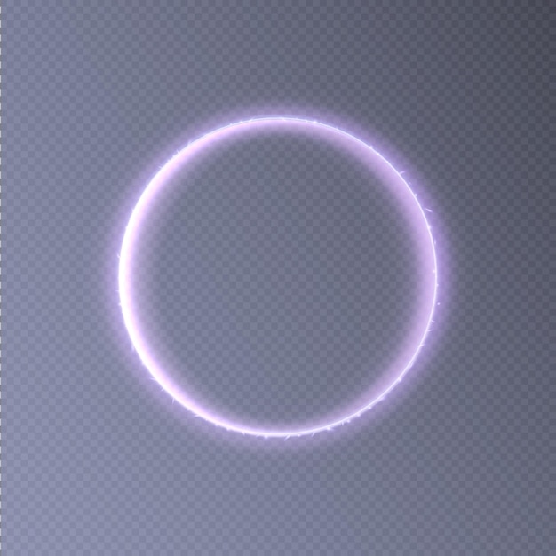 Glowing circle on a transparent background. Luminous ring with illumination.