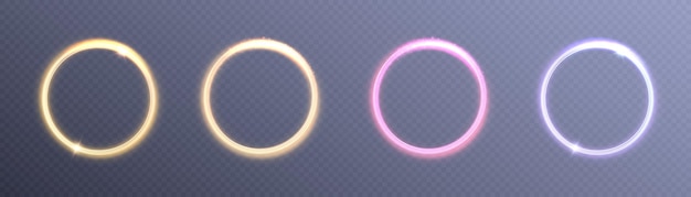 Glowing circle on a transparent background. Luminous ring with illumination.