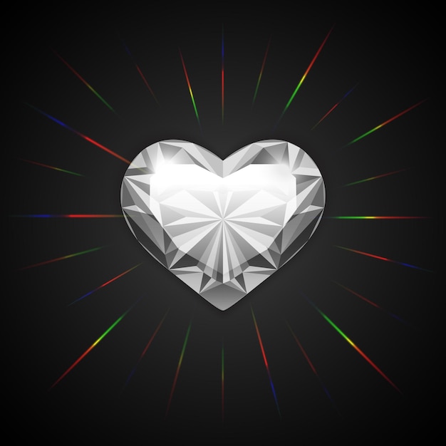 Vector glowing diamond heart icon