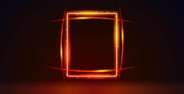 Vector glowing fire bright rectangle frame