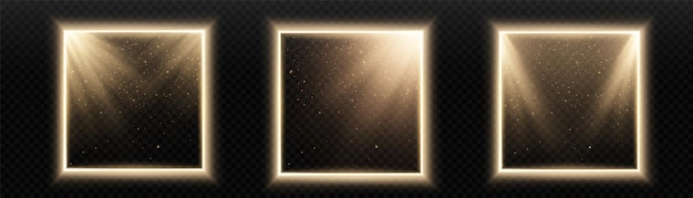 Vector glowing frame with falling rays of light. perfect design for postcards, logo and advertising banner.