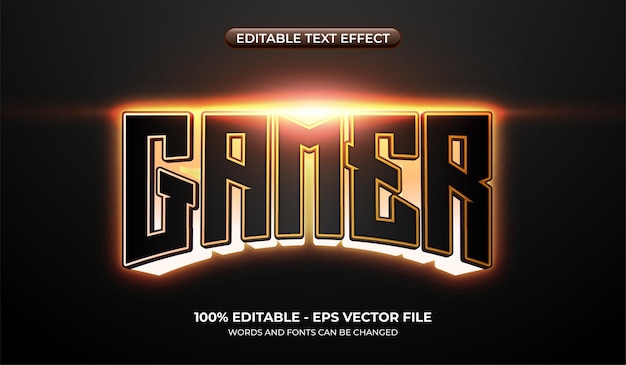 Glowing gamer text effect 3d esport graphic styles with neon light