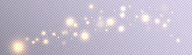 Glowing golden effect with lots of shiny particles isolated on transparent background. Vector star