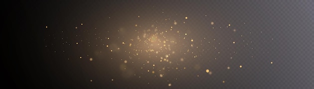 Glowing golden effect with lots of shiny particles isolated on transparent background. Vector