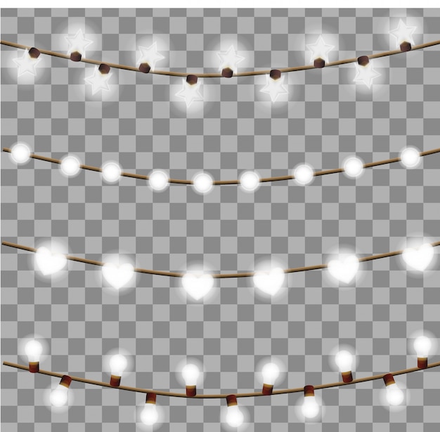 Glowing lamp Garlands on a transparent background