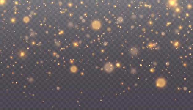 Glowing light effect with lots of shiny particles isolated on transparent background cloud with dust