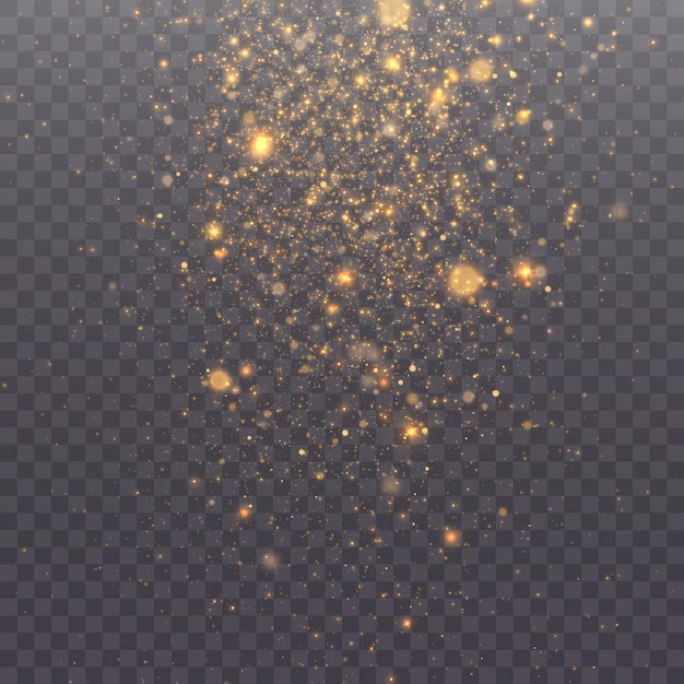 Glowing light effect with lots of shiny particles isolated on transparent background cloud with dust