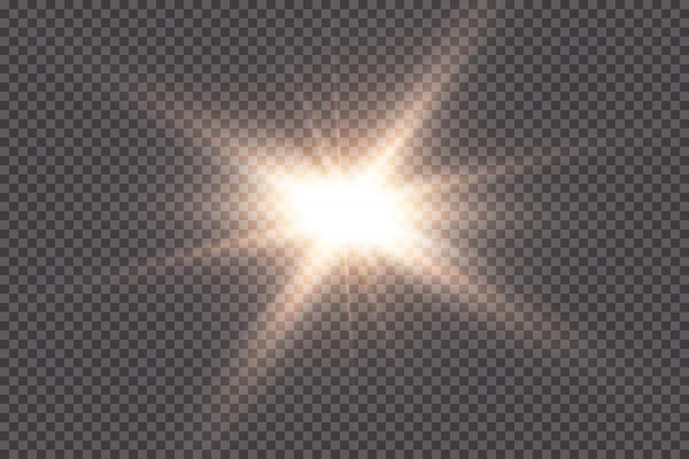 Glowing light explodes on a transparent background. with ray. Transparent shining sun, bright flash. The center of a bright flash.