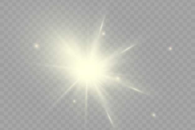 Glowing light star with sparkles golden light effect vector illustration