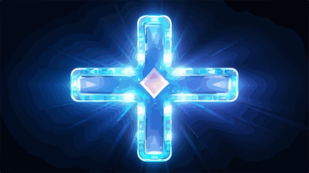 Vector glowing mesh medical rounded cross icon with glitter effect