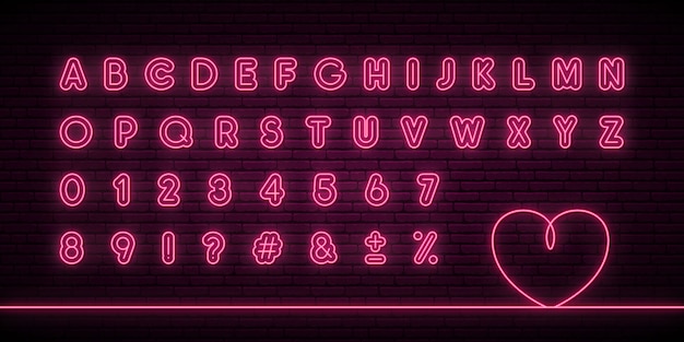 Glowing neon alphabet.