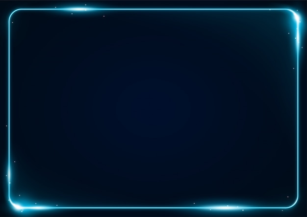 Vector glowing neon border frame template