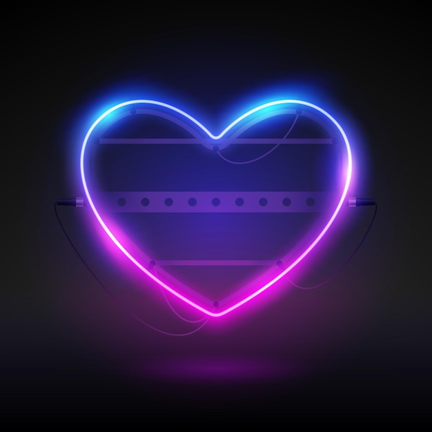 Glowing Neon Heart Frame