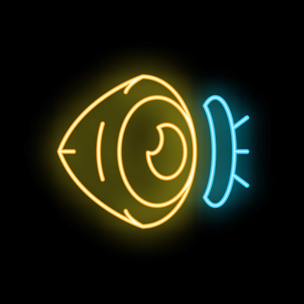 Vector glowing neon line cyber eye icon isolated on black background cyberspace augmented reality and virtual reality