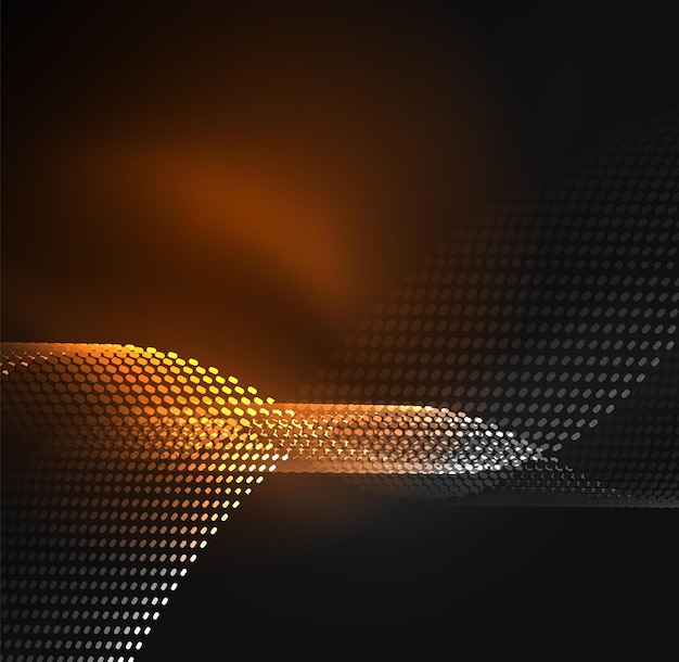 Vector glowing particles wave design template